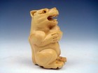 Japanese Boxwood Hand Carved Netsuke Sculpture Tiger Holds Ingot YuanBao #111725 — photo 1