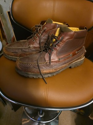 LL Bean Allagash Chukka Boots Mens 13 Brown Bison Leather Moc Toe 244479