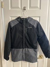 Boy  s Columbia Black  Gray Insulated Hooded Winter Jacket LARGE