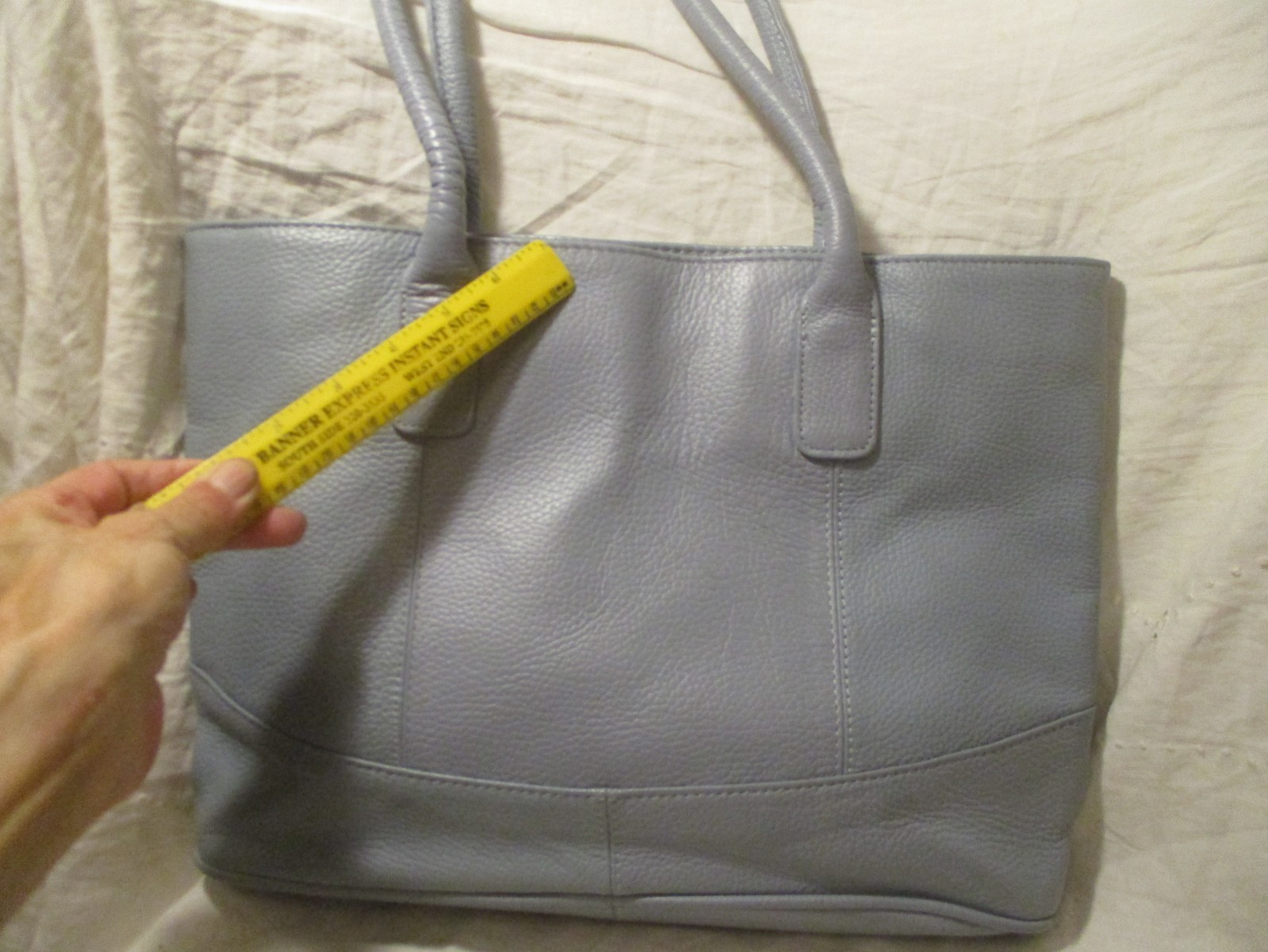 Ameri Leather blue pebbled leather tote bag - image 13