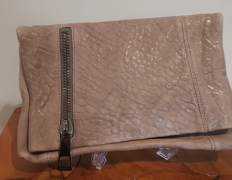 Gerard Darel Italian Lamb Leather Fold-Over Clutch Taupe/Beige Purse  - Image 2 of 4