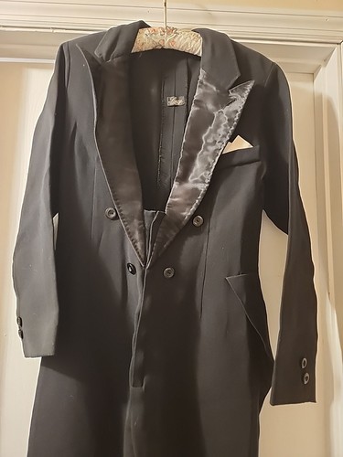 Vintage Lucy Theatrical BlackTuxedo Jumpsuit with Satin Lapels&Foot Straps 1900s - Picture 2 of 16