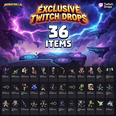 Brawlhalla: 36 Items - Community + Esports Colors + Skins - Fast Delivery