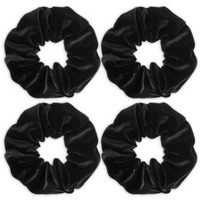 Large Scrunchies for Women 4Pcs Velvet Jumbo 1 Count Pack of 4 , Black