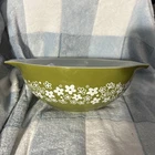 Vintage Green Pyrex Spring Blossom 444 Crazy Daisy Cinderella Mixing Bowl 4 Qt