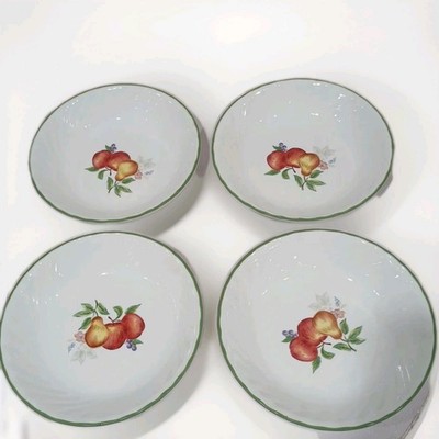 4 Corelle Corning Chutney Swirl 8.5'' Pasta Serving Bowl Fruit Harvest Green Rim