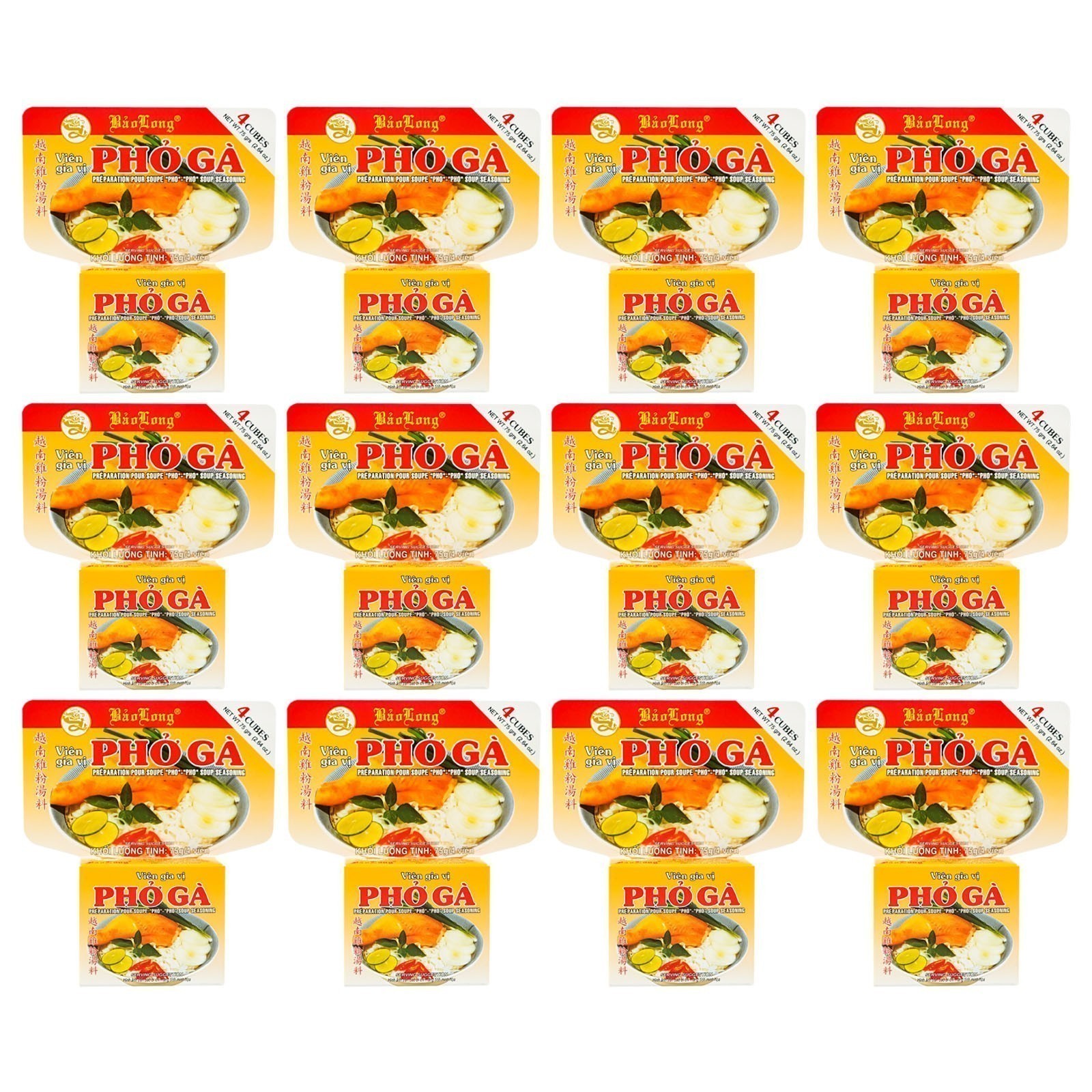 12x75g Bao Long Gewürz für Vietnamesische Reisnudelsuppe Pho Ga Huhngeschmack