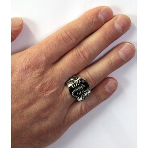 925 ECHT SILBER, GOLD pl. Massiver Herren Skorpion Ring Siegelring Gr. 60, 63 - Bild 2 von 13
