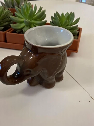FRANKOMA Pottery 1974 GOP Brown Republican Political Elephant Mug EUC