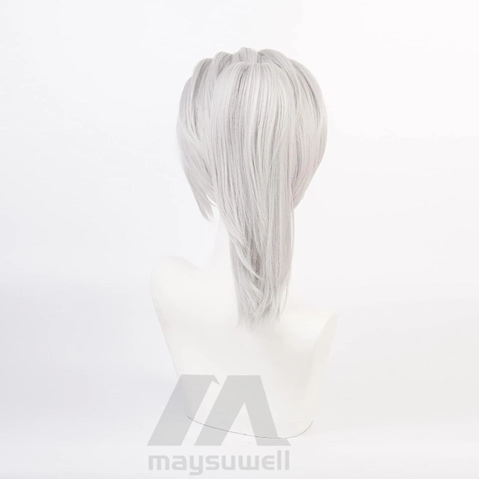 Peluca de anime Demon Slayer Uzui Tengen Cosplay Pelucas para hombres Mujeres Cabello corto gris Foto 4 de 4