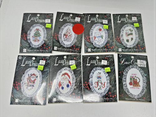 Designs For The Needle Lace Ornament Christmas Cross Stitch Kits LOT OF 8