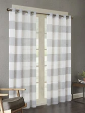 (Set of 2) Urban Habitat Yarn Dyed Woven Sheer Window Panels Grey/white 50 x 63"