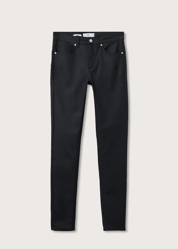 JEANS PUSH-UP IN DENIUM MANGO NERI IN PELLE LOOK RIVESTITI GAMBA TAGLIA 4-16