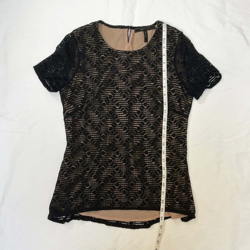 BCBGMAXAZRIA "Cacey" Black Tan Top w/ Lace Overlay Size Small S - Picture 6 of 8