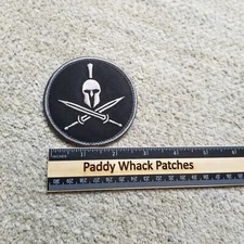 Spartan Crossed Swords Patch Hook & Loop Back Military Morale Tactical .