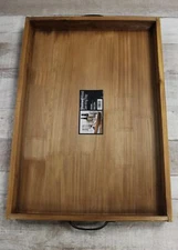 Stained Wood Serving Tray - Brown - New