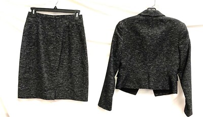 THEORY Black White Mélange Tweed Pencil Skirt Blazer Suit Coat 