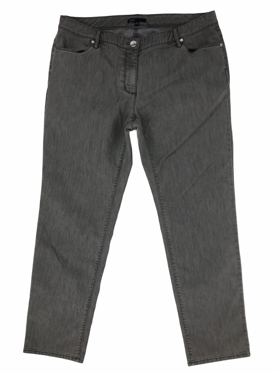 Women s Straight Stretch Size 14 Short Light Wash Grey Jeans 36 x 29.5
