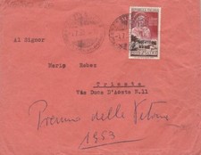1953 TRIESTE A - n. 177 isolato su lettera viaggiata nei primi giorni d'uso