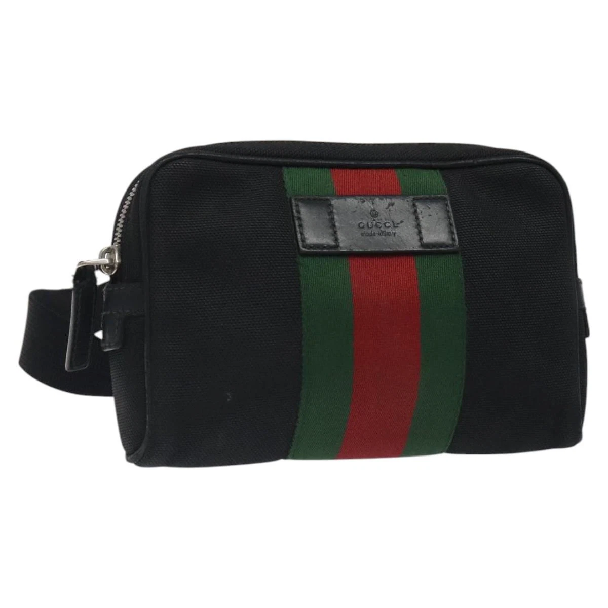 Sac taille GUCCI Web Sherry Line toile sortie noir rouge vert 630919 authentique BD1085