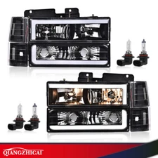 Black/Clear Corner LED DRL Headlight Lamp Fit For 1994-2000 GMC C10 C/k Suburban