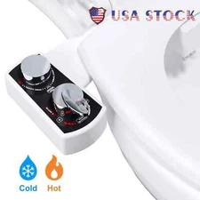 Bidet Attachment for Toilet Non-Electric Dual Nozzle Hot & Cold Water Sprayer US