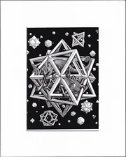 8X10" Matted Print M.C. Escher Dimensional Art Picture MC: Stars