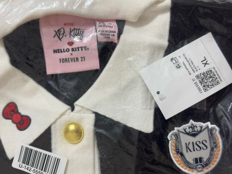 Cárdigan suéter Hello Kitty X Forever 21 blanco y negro para mujer XL NUEVO CON ETIQUETAS Foto 4 de 4