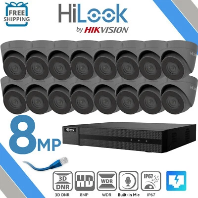HIKVISIO HILOOK HIKVISION IP POE CCTV 8MP HD Security Camera System 4K NVR Home Surveillance Mic