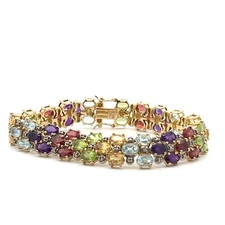 Gold-Plated Sterling 13ctw Lab Garnet Topaz Citrine Peridot Amethyst Bracelet
