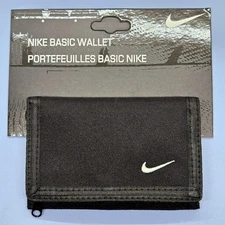 Nike Basic Black Wallet Swoosh Logo Zipper NEW