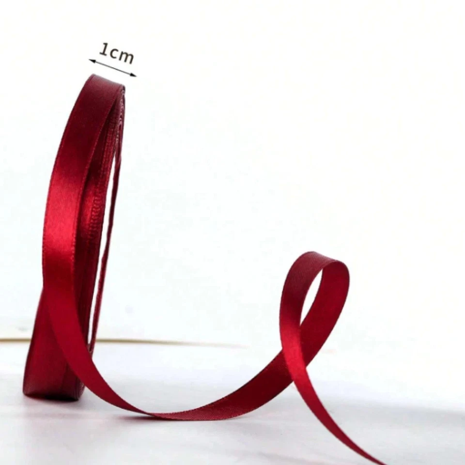 Red Ribbon for Gift Wrapping 22m Wine Wedding Party Wreath Sewing Gift Decor - Image 2 of 4