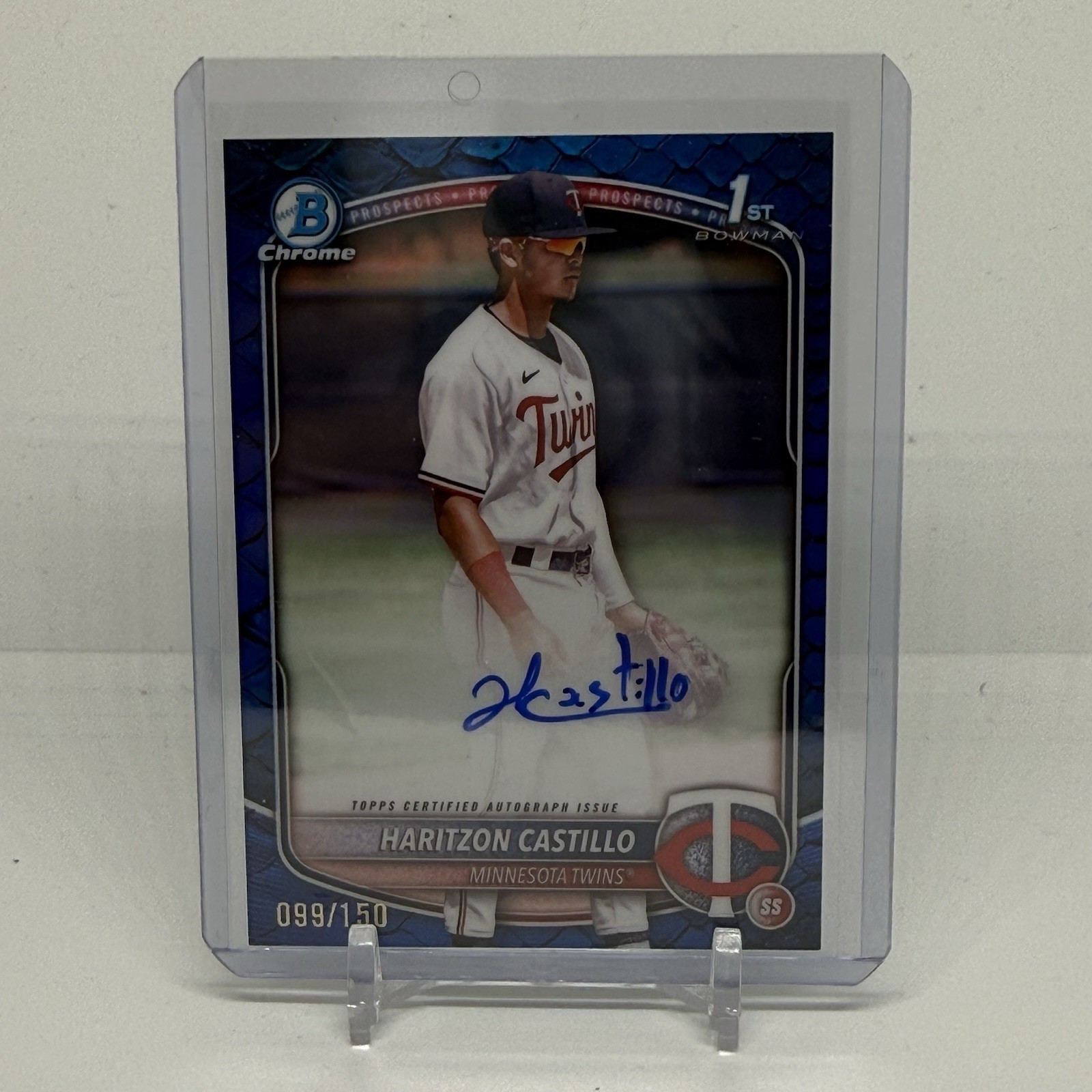 2025 Bowman Chrome Prospect Auto Blue Reptilian /150 Haritzon Castillo TWINS 1st