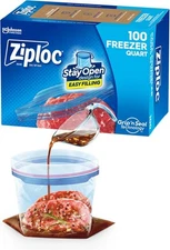 Ziploc Quart Food Storage Freezer Bags, Stay Open Design with Stand-Up Bottom, E