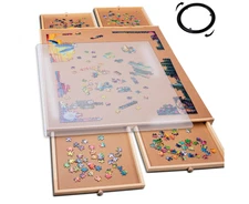 PlayVibe 1000 Piece Rotting Puzzle Board with Drawers and Cover - Jigsaw Puzzle