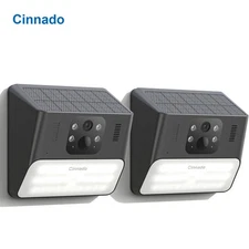 2Pack Cinnado Solar Security Camera Wall Light Wireless Outdoor Human Detection