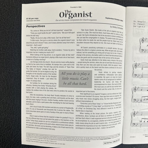 The Organist Sept/Oct 2004 Vol. 108 #4 (11 Songs for Solo Organ) Clean Copy - Picture 2 of 6