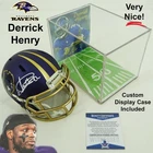 Derrick Henry Ravens Signed Riddell Speed Mini Helmet in Display Case BAS COA
