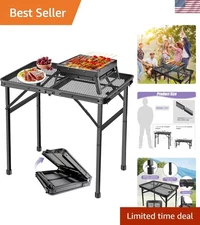 Lightweight Portable Folding Grill Table - Adjustable for Outdoor Adventures