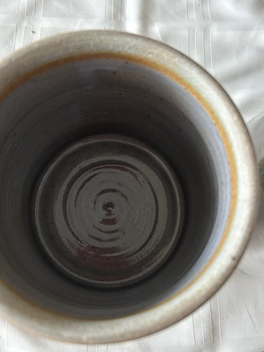 VTG Speckled Handmade Pottery Lidded Canister Set, Signed VM Stoneware Glaze - Picture 6 of 13