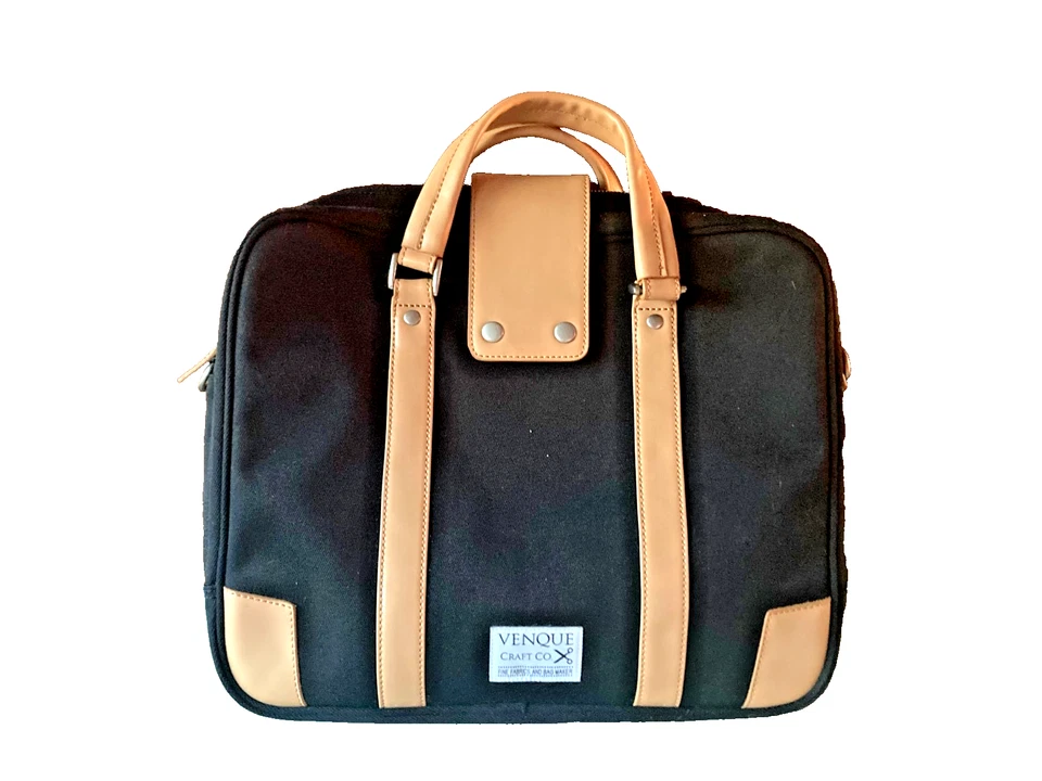VENQUE Hamptons Laptop Bag Notebook Bag Briefcase in Black/ Tan NEW w Tags - Image 4 of 4