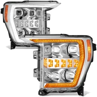 Fit 21-23 Ford F-150 Sequential 3D LED Bar Projector Chrome Clear Headlights (For: More than one vehicle)