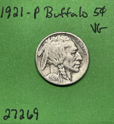 1921-P Buffalo 🦬 Indian Head Nickel 5c Vg Very Good