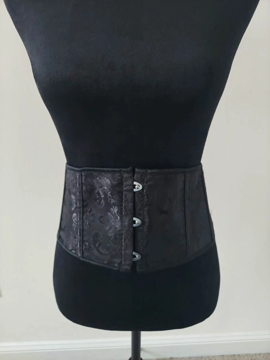 Vintage St John\'s Black Satin Covered Statement Rhinestone Belt, Women\'s Size 6 80s Vintage St John Black Satin Belt: Gold Rhinestone Accent  main image 4