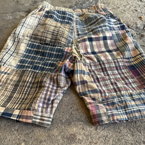 Vintage 1950s 1960s Patchwork Madras Cotton Shorts Knee Length Stripes - Picture 19 of 19