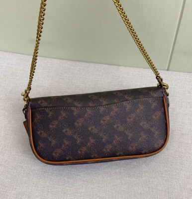 COACH Brook Flip chain strap bag Truffle HighGloss Amber CAN92  