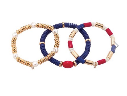 Juego de 3 pulseras con cuentas Avon Studio 1886 Americana 4 de julio nuevo en caja - Imagen 2 de 3