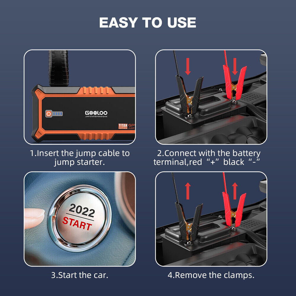 GOOLOO 4000A Car Jump Starter 26800mAh Portable Power Bank Car Battery Booster 