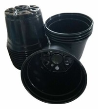 6 inch Round Black Plastic Pots - SET OF 15 - (6" x 4.4")  flower pot Nursery