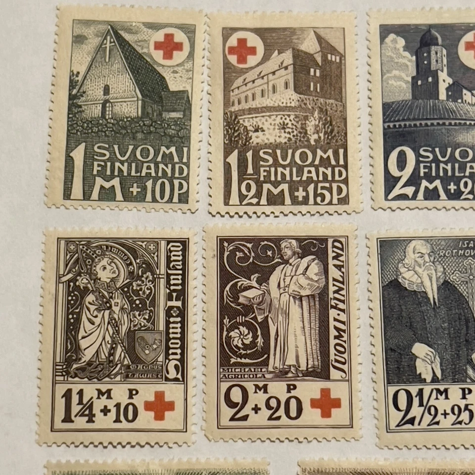 1931 1933 1939 FINLAND MNH MH RED CROSS STAMPS SHORT SETS B5-7, B12-B14, B35-38 - Image 2 of 4